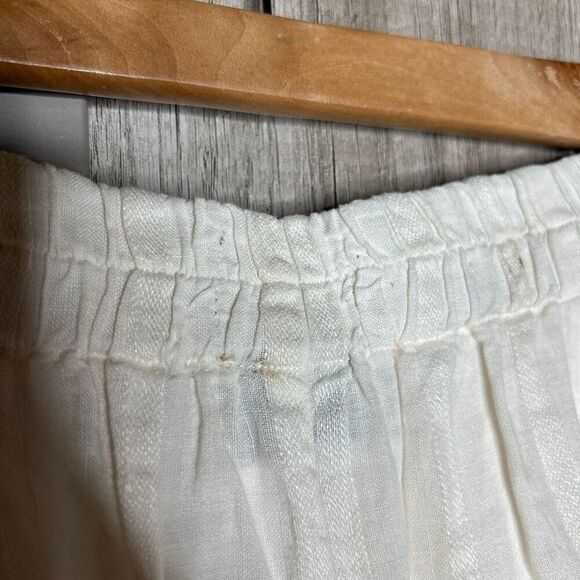 Oska Pants Size 3 Linen Wide Leg Pockets Bohemian Lagenlook Boho Chic White - Picture 8 of 8